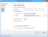 <p>File print destination is improved for both Docentric Basic and SSRS reports. We can choose Word as output file format in addition to PDF or XPS, use calculated or next file name (to avoid file overwriting) or even compose a file name with various placeholders. After report is executed we can open it or save it to the underlying entity’s Attachments.</p>